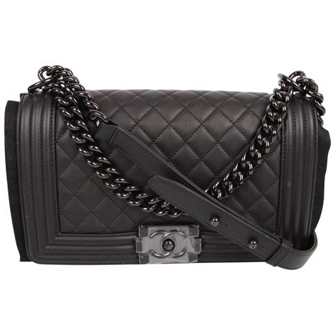 chanel boy 18c|New 18C Chanel So Black Boy Classic Medium Flap Calfskin Bag.